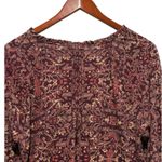 Lucky Brand  Boho Floral Paisley BabydollTop 1X‎ Maroon Tassel Tie Peasant Hippie Photo 3