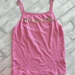 Y2K Pink Stretchy Knit Baby Tank Top Embroidered Dainty Flowers No Sz Size undefined Photo 0