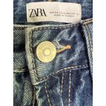 ZARA Straight Leg Mid Rise Full Length Casual Denim Jean Zip 2 Blue Medium Wash Photo 6