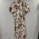 Pilcro Anthropologie x Ruffle-Collar Buttondown Dress Floral Linen Blend Size 2 Photo 3