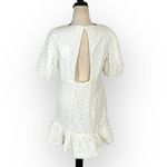 Walter Baker  Mini Dress Women's 6 White Lace Cutout Ruffled Hem Puff Sleeves NWT Photo 4