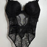 Victoria's Secret  Women M Black Lace Push Up Bra Lingerie Dancer Bodysuit Grunge Photo 0