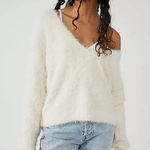 Free People Serendipity V-Neck Fuzzy Cozy & Soft Ivory Sweater Boho Size XS Photo 0