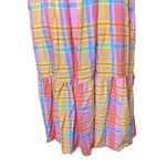 Time & Tru  Womens Yellow Blue Coral Plaid Sleeveless Flutter Tiered Sun Dress M Photo 3