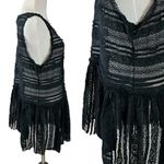 Free People Pucker Lace Tunic Top Black Large WhimsiGoth Fairy Edwardian Witchy Photo 3
