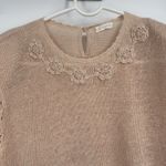 VTG SS Knit Sweater Crochet Detail Blush Pink Feminine Size M Photo 3