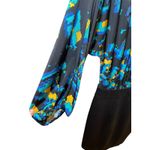 BCBGMAXAZRIA Womenâ 6 Abstract Paint Blue Blouson Dress Cowl Neck Business Photo 3