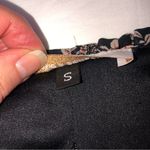 Pookie & Sebastian  Black Floral Cropped Top Long Sleeve Zip Back Size Small Photo 4