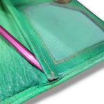 Magnifique Wallet Leather Trifold Wallet Butterfly Floral Hand Painted Wallet Green Photo 5