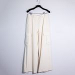 NEW Theory Admiral Crepe Relaxed Cargo Multi Pocket Wide Leg Trouser Pants Rice Photo 0