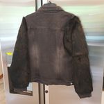 Love Token ππ Murray Genuine Real Rabbit Fur Sleeve Denim Jacket Coat ~ Black M Photo 7