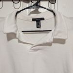 Forever 21  Collared Crop Top Medium Terry Knit Rugby Preppy Varsity Photo 4