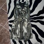 Ramy Brook Sleeveless Silk Gold Metallic Mini Dress Photo 9