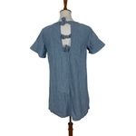 Madewell Mini Dress Small Blue Casual Cotton Short Sleeve Pockets Summer Photo 3