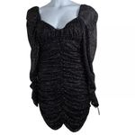 For Love & Lemons Black Mesh Glitter Puff Sleeve Mini Ruched Dress Size: XL New Photo 1