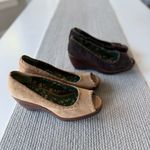 Vintage 90s Y2K Rampage Laurie Tan Brown Suede Peep Toe Wedges Sandals Shoes 7 Photo 5