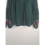ZARA  Dark Green Floral Embroidered Tassel Tie  Top SMALL Prairie Cottagecore Photo 3