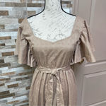 Sim & Sam NWT beige 100% cotton maxi dress with belt Sz M Photo 3