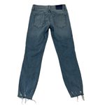 AMO Cropped Distressed Raw Hem Skinny Jeans Stretch Denim Light Wash size 25 Photo 6
