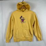 Disney Mickey Mouse Hoodie Yellow Embroidered Graphic Sweatshirt Women Small Photo 1