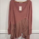 Free People  tunic oh bloom pink small dusty rose comin in hot shirt raw hem NEW Photo 1