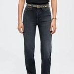 RE/DONE 70s Stove Pipe Jeans Raw Hem Washed Noir Black Buttonfly size 28 Photo 0