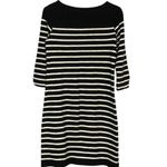 Talbots Mini Sweater Dress Women's Size P Shift Black White Striped 3/4 Sleeve Photo 1