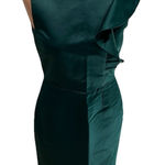 ZARA ‎ Hunter Green Satin Sheath Dress Ruffle Cocktail Holiday Party Photo 0