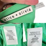 Alice + Olivia ALICE‎ + OLIVIA Roe Tie-Front Flare Dress Green Keyhole Mini Geometric Silk Sm 4 Photo 12