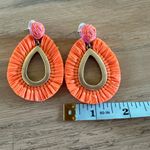 J.Crew  Women's pink orange Raffia Teardrop Tassel Statement Earrings Photo 3