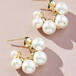 Anthropologie Lake Life 14K Gold  Pearl Hoops Photo 0