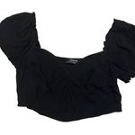 Sophie Rue  Black Puff Sleeve Crop Top Photo 0
