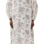 By Walid Rose Floral Print Linen Maxi Dress Small White Photo 0