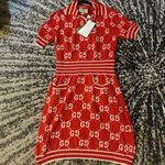 Gucci  GG Monogrammed Cotton Knitted Polo Dress
Size M Photo 4