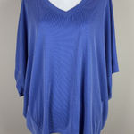 Chico's ‎ 3 Top Womens XL Purple Ribbed Knit Dolman 3/4 Sleeve V-Neck Relaxed Fit Photo 0