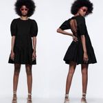 ZARA  Black Puff Sleeve Open Back Cocktail A Line Tiered Mini Dress Size XS Photo 1
