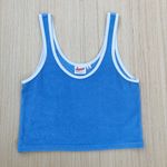 NEW Hammies Terry cropped retro tank top in blue poppy and cream size S small Photo 8