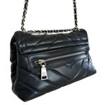 Badgley Mischka Chevron Quilted Flap Chain Vegan Leather Handbag Purse Black Photo 4