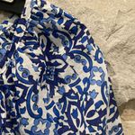 Milly  100% Cotton Blue & White Print Short Sleeve Top L Photo 3