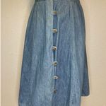 Vintage Denim Wrap Around Skirt Wooden Barrel Button XS/S SEE MEASUREMENTS Blue Photo 0