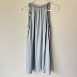 Miami Blue Embroidered Mini Dress Aztec Print Tassel Tank Top Summer Flowy Photo 1