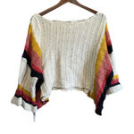 By Together  Striped Knit Oversized Poncho Sweater Women L Cream Multi Color Photo 0