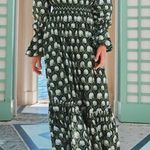 Agua by Agua Bendita Almendra Maxi Dress Perla Off Shoulder Green White L NWT Size L Photo 0