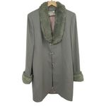 Vintage Caramia Faux Fur Trim Coat Ice Princess Gray Blue Womens 10 Medium Photo 0