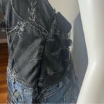 Venus  Y2K Black Silver Metallic Floral Halter Top with Train Backless Size 8 Photo 4