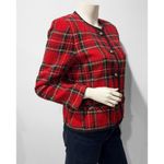 Petite Sophisticate Vintage 80s 90s Red Plaid Blazer Cropped Jacket Size 8 Photo 1