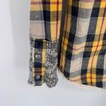 Gimmicks by BKE  Flannel Western Shirt Womens Medium‎ Yellow Blue Plaid Cotton Photo 3