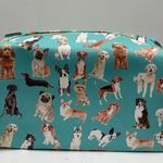 Teal Dog Print Cosmetic Bag Blue Photo 0