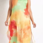 Eloquii  Tie Dye Slip Midi Dress Orange Yellow Green Adjustable Tie Straps Sz 22 Photo 0