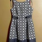 Robbie Bee A-line Geometrical Design Navy/White + Pink Lining Dress Sz 8 Photo 0